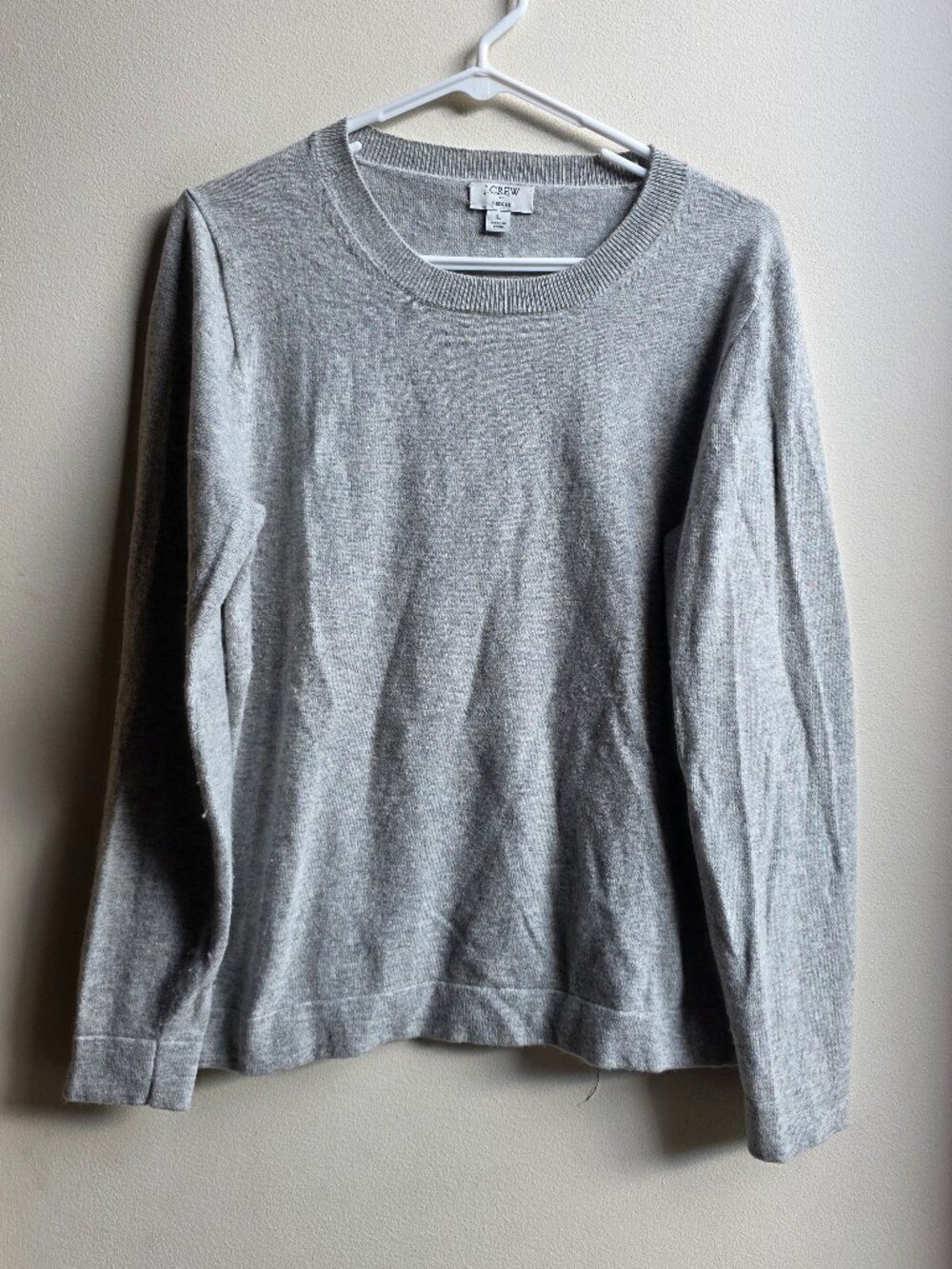 J. Crew Light Gray "Teddie" Scoop Neck Sweater Size Large